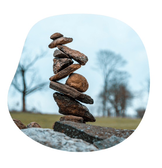 Human-made stack of stones in a park